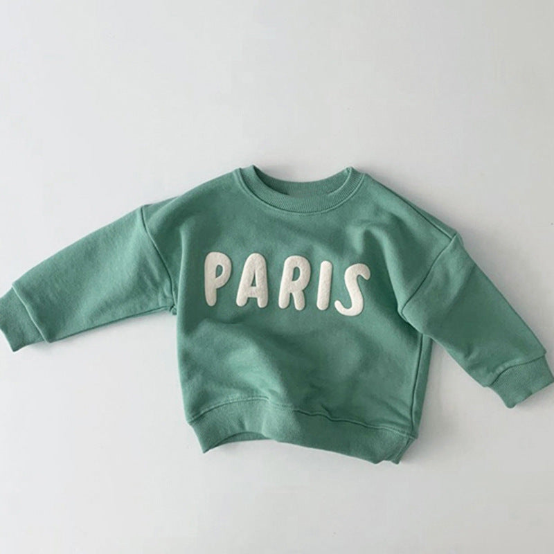 Cotton hoodie autumn/winter baby letter pullover