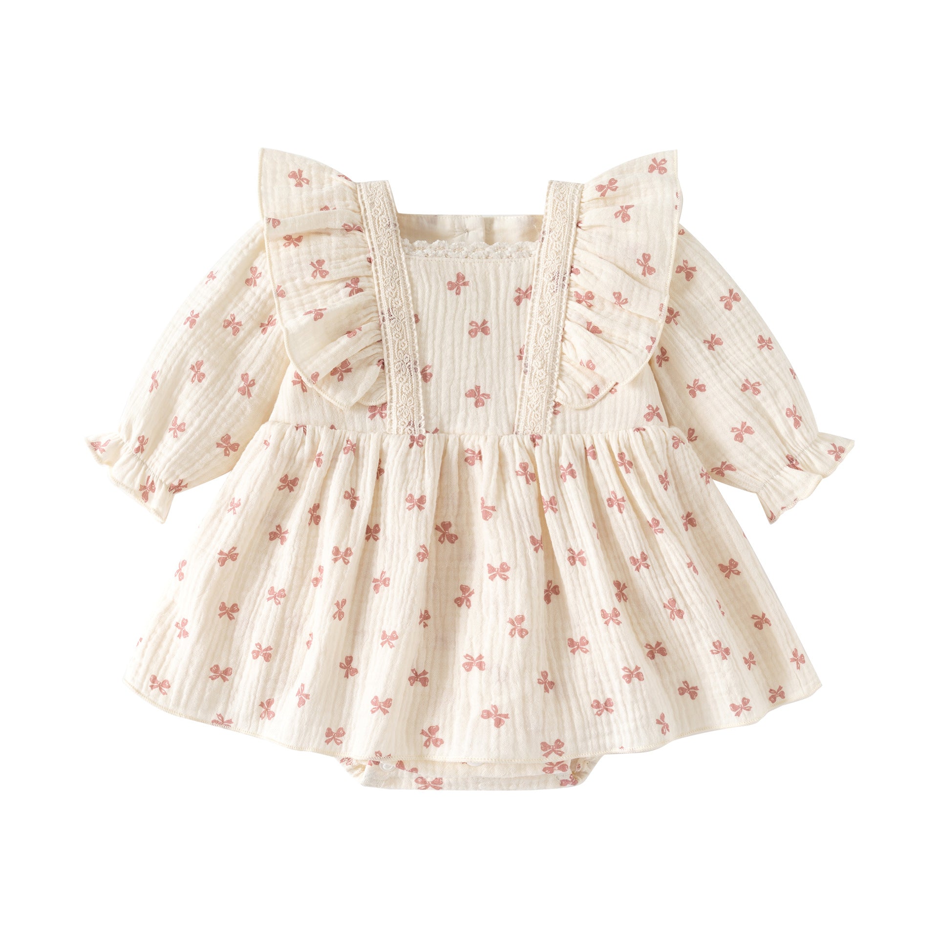 Cute Baby Girl Long Sleeve Dress, Sweet Infant Bodysuit Dress