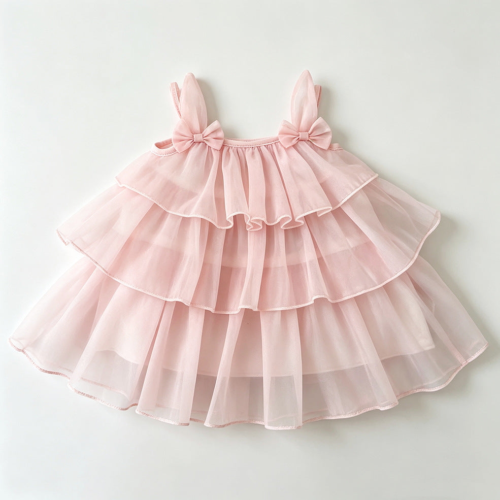 Cute Baby Girl  Dress, Sleeveless Layered Tulle Skirt, Princess Cake Dress