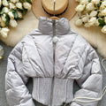 Fashion New Items Women's Spliced Warm Coat Autumn Trendy Stand Collar Zipper Cotton-padded Jacket Female