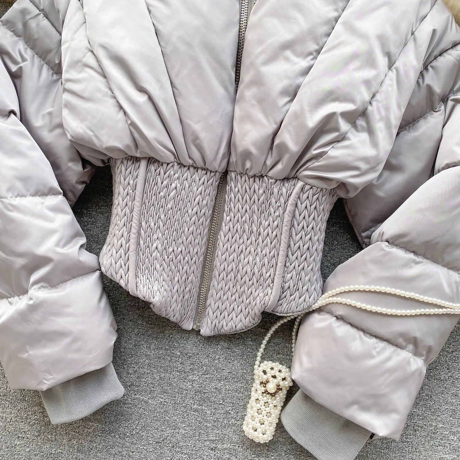 Fashion New Items Women's Spliced Warm Coat Autumn Trendy Stand Collar Zipper Cotton-padded Jacket Female