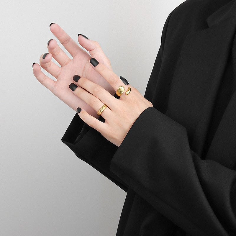 Silver Color Rings For Women Trendy Simple Fashion Line Cross Resizable Rings Trend