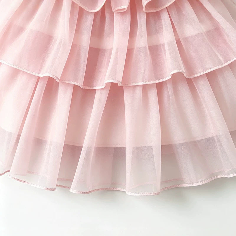 Cute Baby Girl  Dress, Sleeveless Layered Tulle Skirt, Princess Cake Dress