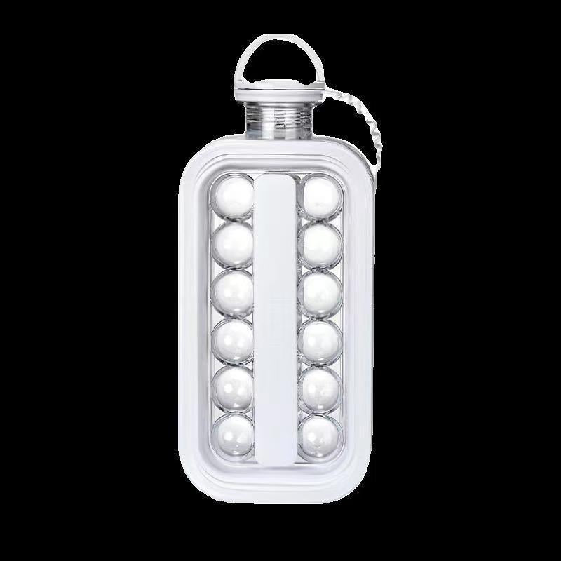 2-in-1 Portable Folding Ice Ball Maker Bottle, Silicone Freezer Ice Mold & Water Bottle for Cocktails, Travel, Gym