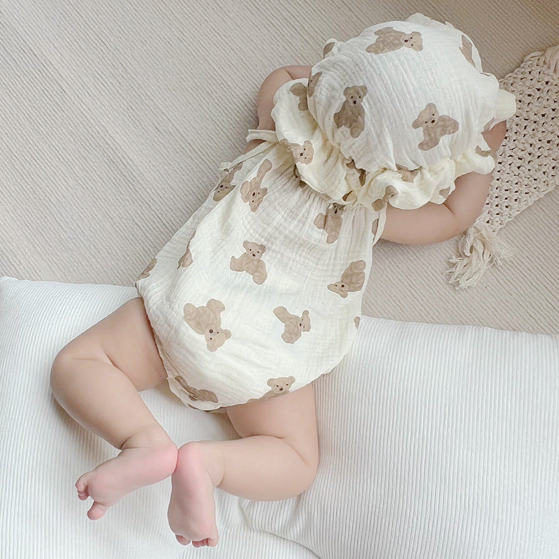 Baby Sleeveless Romper Onesie for Boys and Girls, Triangular Bodysuit