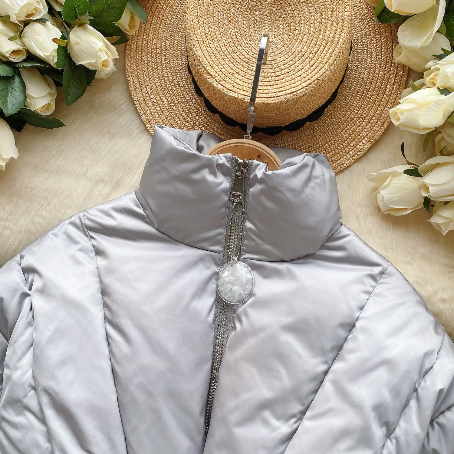 Fashion New Items Women's Spliced Warm Coat Autumn Trendy Stand Collar Zipper Cotton-padded Jacket Female