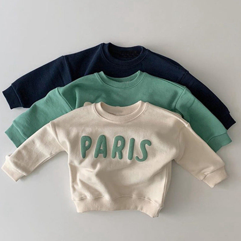 Cotton hoodie autumn/winter baby letter pullover