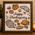 Cute pusheen Thanksgiving day cross stitch