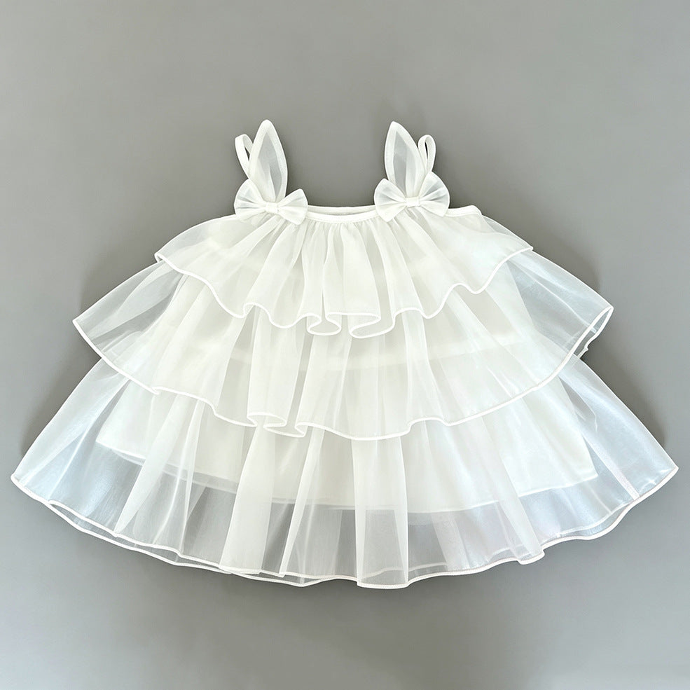 Cute Baby Girl  Dress, Sleeveless Layered Tulle Skirt, Princess Cake Dress