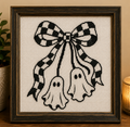 Ghost black and white bow cross stitch pattern